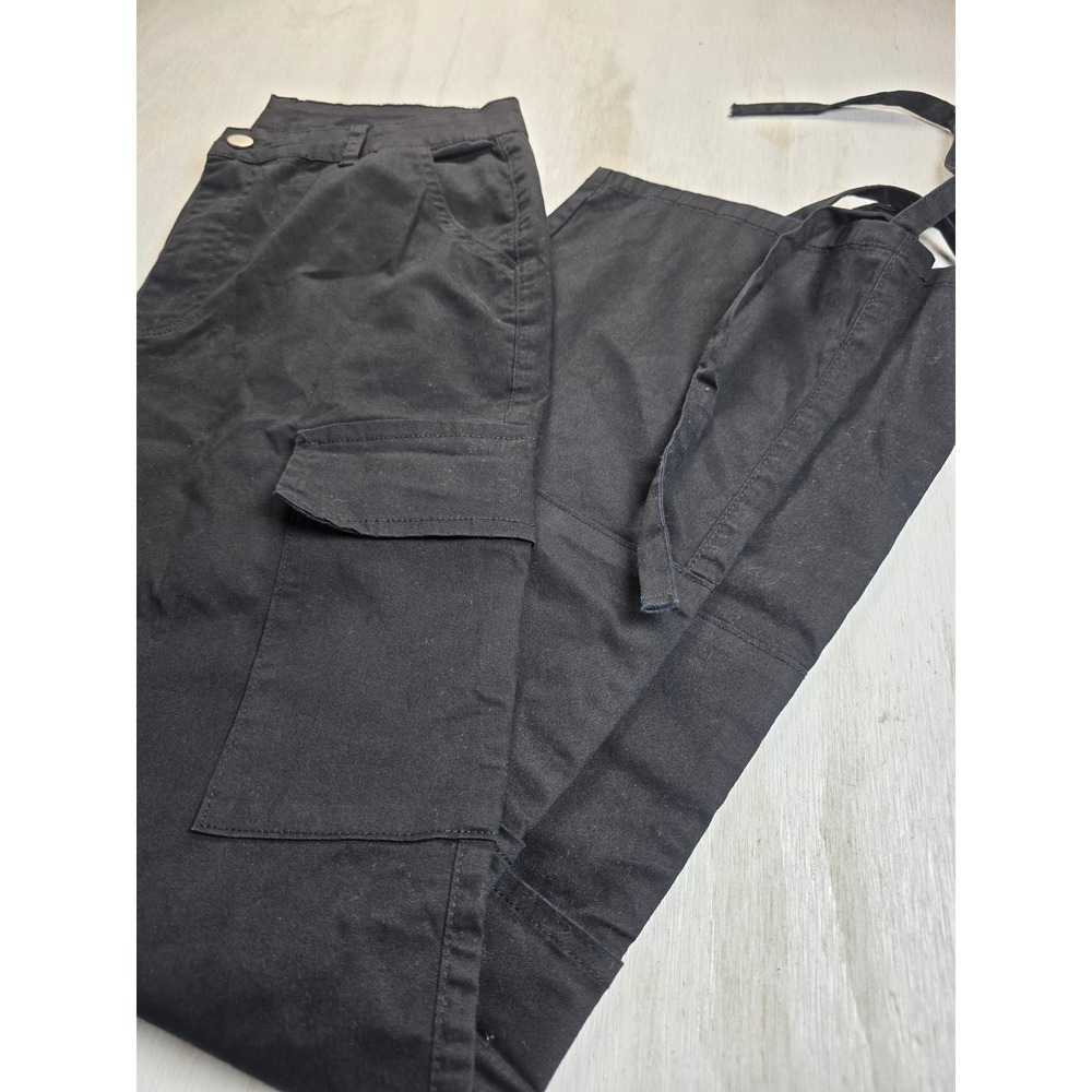 NVFelix Black Cargo Pants Womens Large Y2K Grunge Utility Straight Leg Trousers